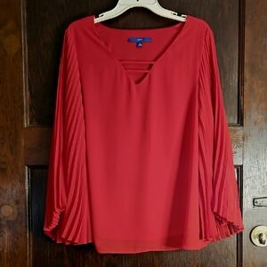 NWT Apt. 9 Red Pleated Sleeve Blouse - Size XL